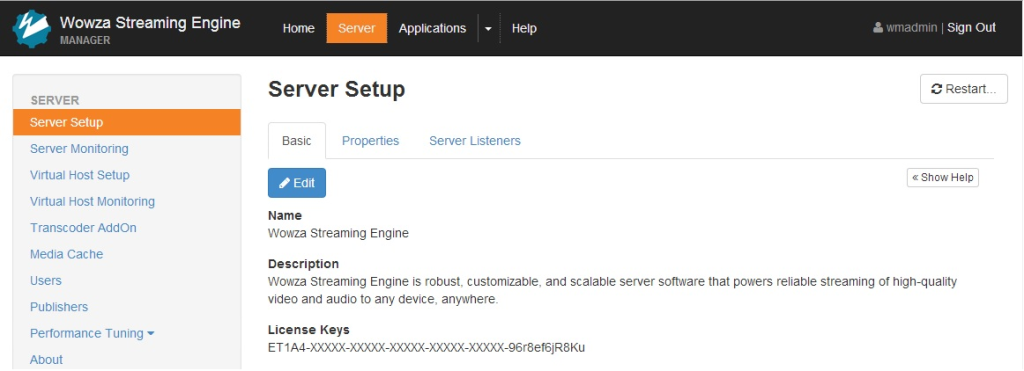 Wowza Streaming Engine server setup
